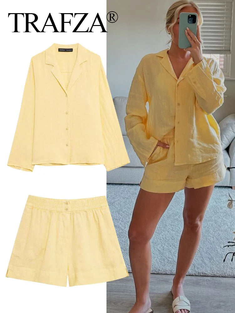 Casual Women Linen Summer Set.