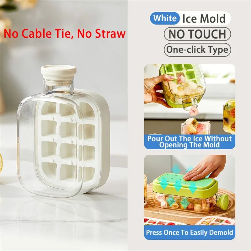 Silicone Ice Bottle Mold with Straw & Lid โ Freezer Ice Cup