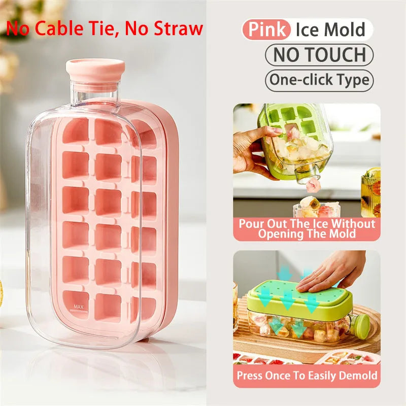 Silicone Ice Bottle Mold with Straw & Lid โ Freezer Ice Cup
