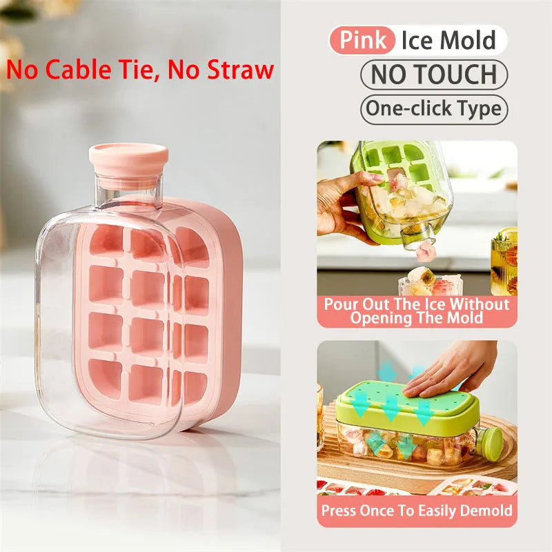 Silicone Ice Bottle Mold with Straw & Lid โ Freezer Ice Cup
