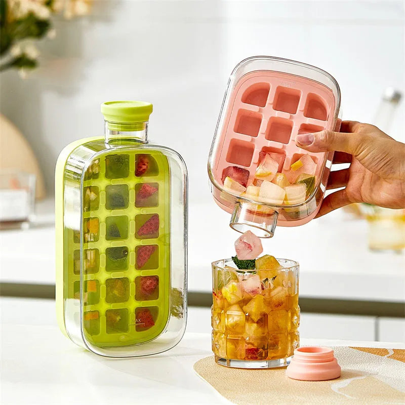 Silicone Ice Bottle Mold with Straw & Lid โ Freezer Ice Cup
