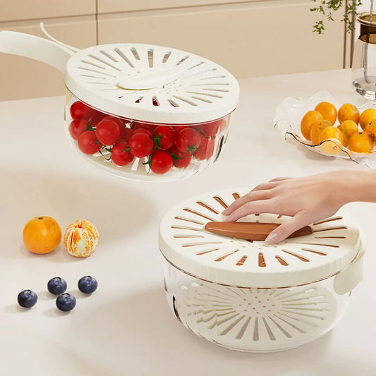 Drain Basket with Lid Kitchen Organizer