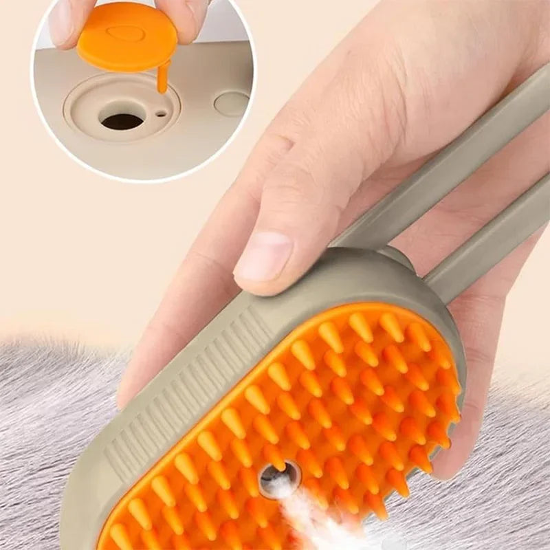 Electric Pet Cleaning Brush with Steam Spray.